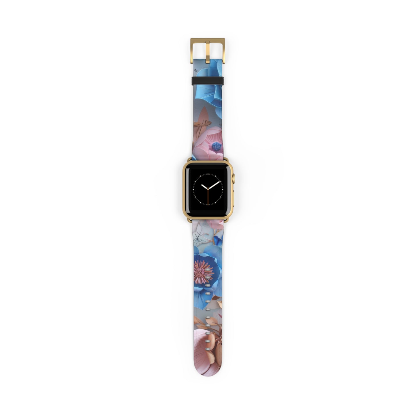 Serene Blue Botanicals Apple Watch Band, Tranquil Floral Design, Soothing Smartwatch Accessory. Apple Watch Band Apple Watch Straps For Series 4 5 6 7 8 9 SE 38/40/41mm & 42/44/45mm Vegan Faux Leather Band