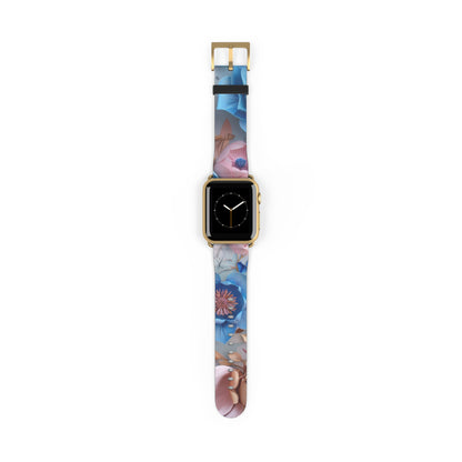 Cinturino per Apple Watch Serene Blue Botanicals, design floreale tranquillo, accessorio rilassante per smartwatch. Cinturino Apple Watch Cinturini Apple Watch per serie 4 5 6 7 8 9 ULTRA SE 38/40/41 mm e 42/44/45 mm Cinturino in ecopelle vegana