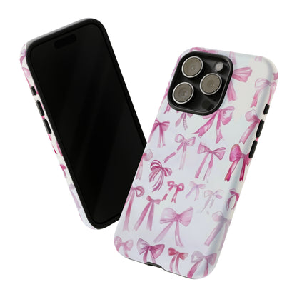 Pretty Pink Bows Phone Case, Feminine Ribbon Design Cover for Smartphones, Charming Accessory, Tough Phone Cases