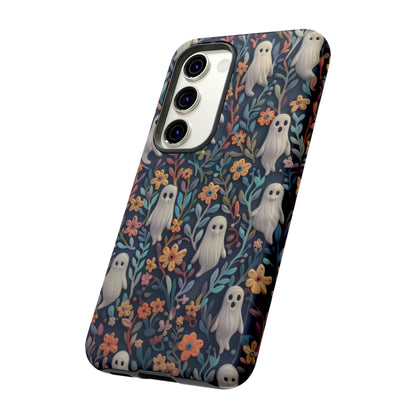 Whimsical Ghosts Floral iPhone Case, Unique Spooky Design, Charming Protective Cover, Tough Cases