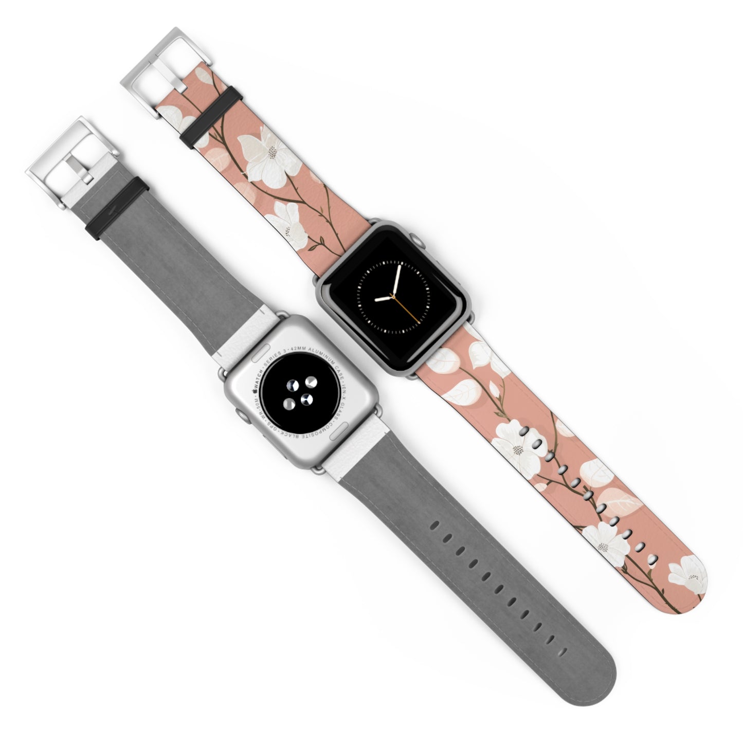 Floral Pattern Apple Watch Band, Elegant Cherry Blossom Design, Soft Pink High-Quality Silicone Strap for Stylish Wear. Apple Watch Band Apple Watch Straps For Series 4 5 6 7 8 9 ULTRA SE 38/40/41mm & 42/44/45mm Vegan Faux Leather Band