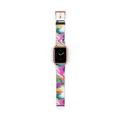 Whimsical Abstract Waves Apple Watch Band, Psychedelic Swirls Smartwatch Strap, Colorful Artistic Wristband Accessory. Apple Watch Band Apple Watch Straps For Series 4 5 6 7 8 9 ULTRA SE 38/40/41mm & 42/44/45mm Vegan Faux Leather Band