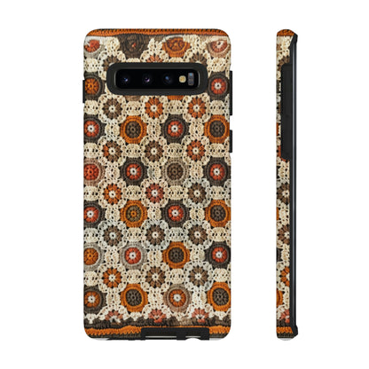 Custodia per iPhone retrò in pizzo all'uncinetto, estetica dal design artigianale, custodia protettiva in stile vintage, custodie per telefono resistenti