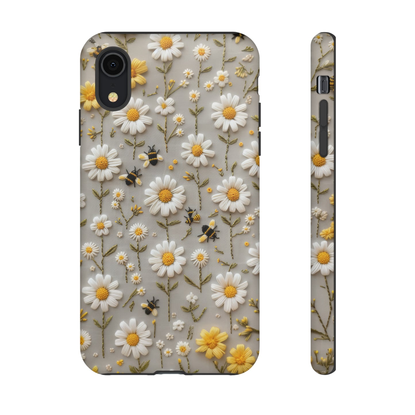 Spring Daisy Phone Case, Bees & Flowers Design, Nature-Inspired Protective Phone Cover, Tough Phone Cases