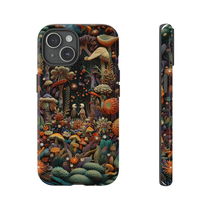 Custodia per telefono Foresta incantata, Design mistico di funghi e foglie, Cover protettiva magica per telefono, Custodie per telefono resistenti