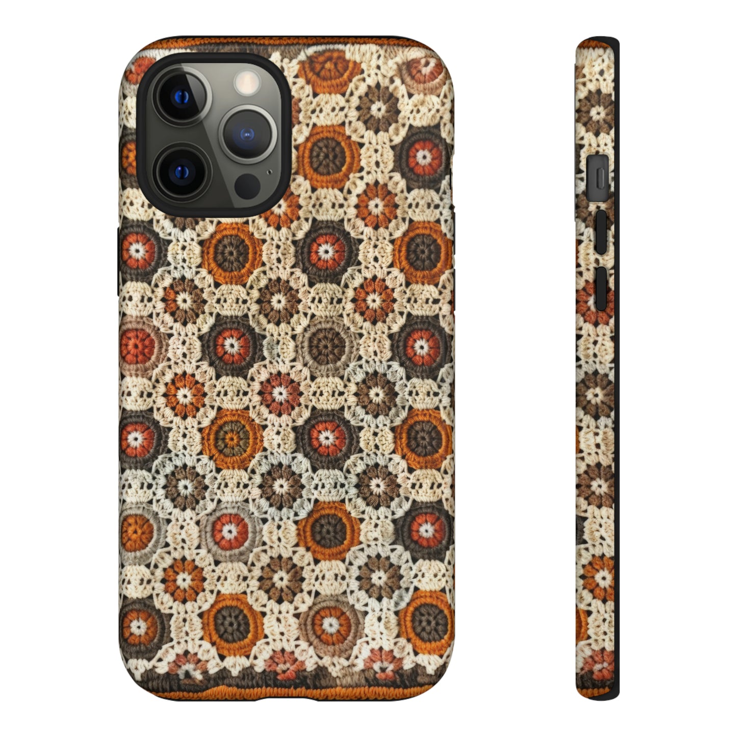 Custodia per iPhone retrò in pizzo all'uncinetto, estetica dal design artigianale, custodia protettiva in stile vintage, custodie per telefono resistenti