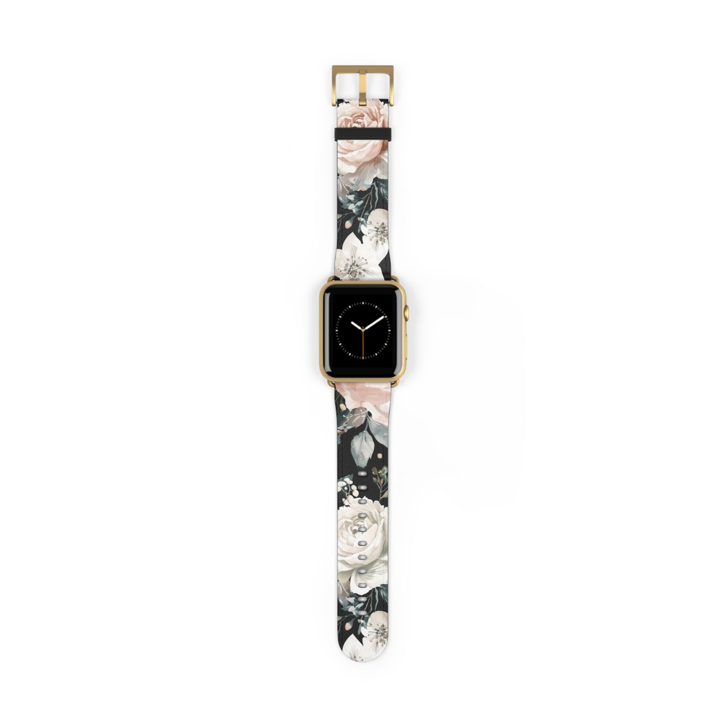 Sophisticated Floral Chic Apple Watch Band, Elegant Rose and Peony Design Strap, Modern Botanical Smartwatch Accessory. Apple Watch Band Apple Watch Straps For Series 4 5 6 7 8 9 ULTRA SE 38/40/41mm & 42/44/45mm Vegan Faux Leather Band