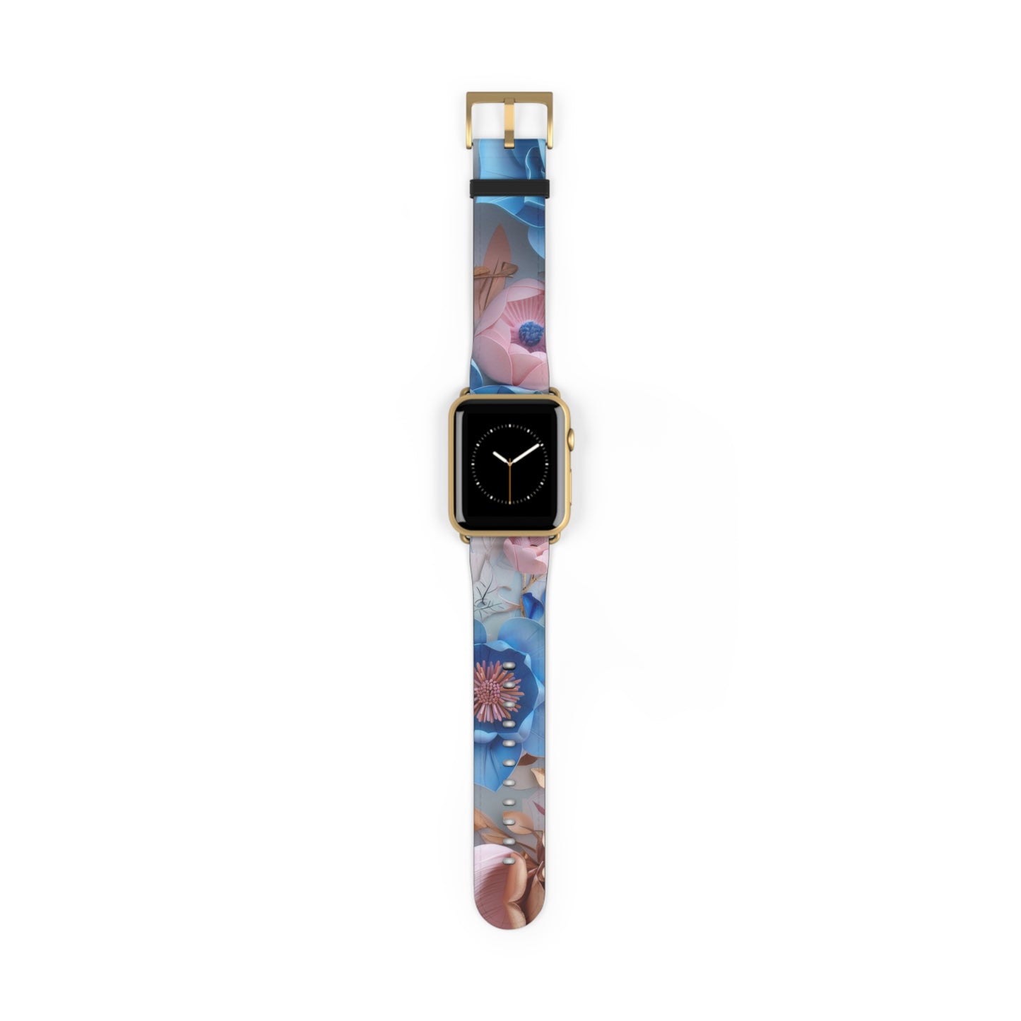 Serene Blue Botanicals Apple Watch Band, Tranquil Floral Design, Soothing Smartwatch Accessory. Apple Watch Band Apple Watch Straps For Series 4 5 6 7 8 9 SE 38/40/41mm & 42/44/45mm Vegan Faux Leather Band