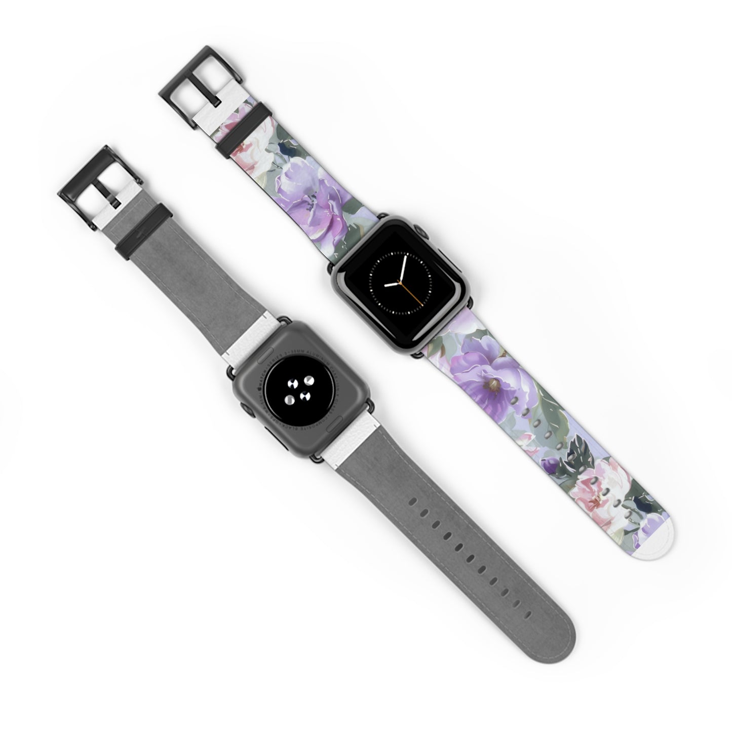 Purple Floral Elegance Apple Watch Band, Artistic Lilac Flower Accessory, Chic Spring Fashion Wearable, Unique Gift. Apple Watch Band Apple Watch Straps For Series 4 5 6 7 8 9 ULTRA SE 38/40/41mm & 42/44/45mm Vegan Faux Leather Band