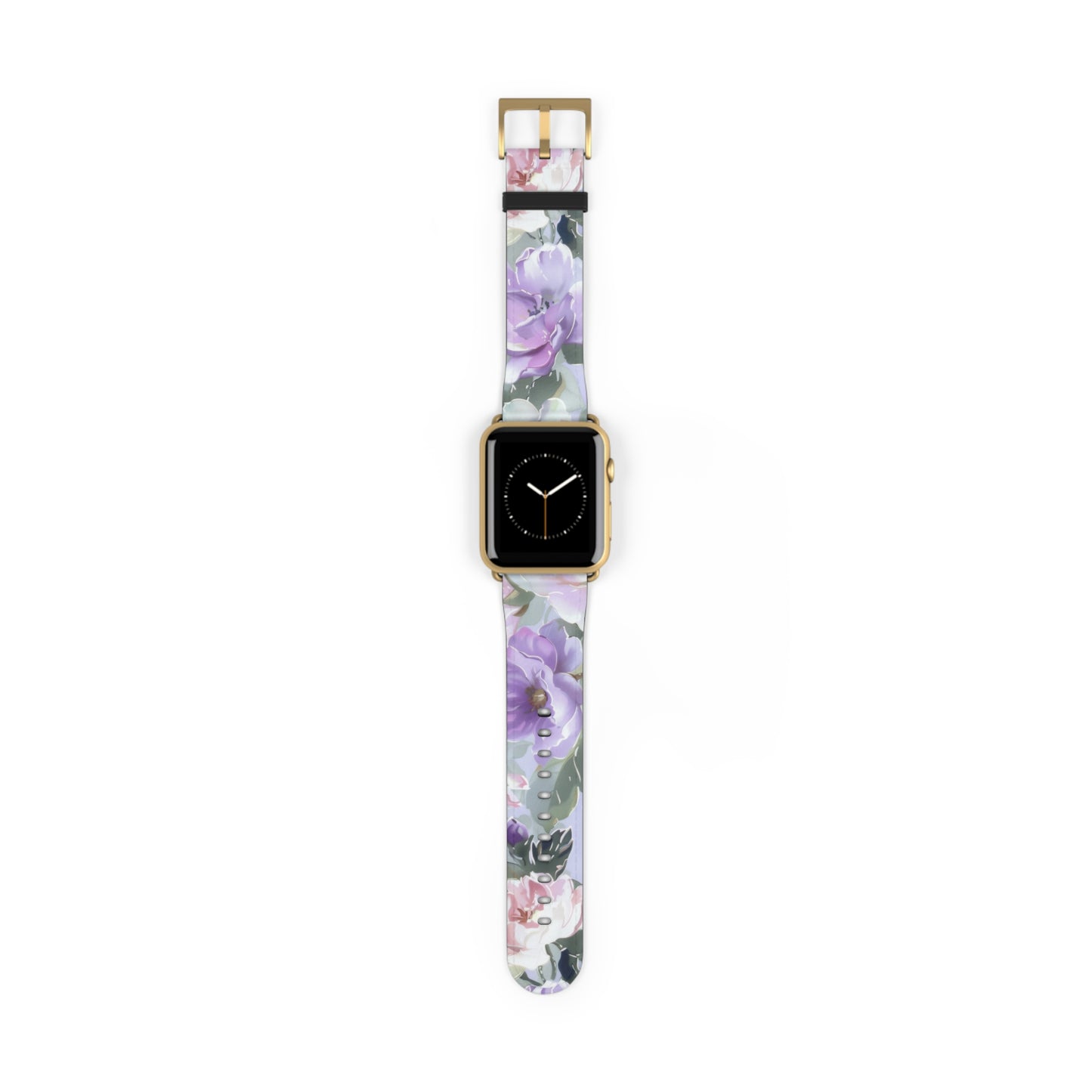 Purple Floral Elegance Apple Watch Band, Artistic Lilac Flower Accessory, Chic Spring Fashion Wearable, Unique Gift. Apple Watch Band Apple Watch Straps For Series 4 5 6 7 8 9 ULTRA SE 38/40/41mm & 42/44/45mm Vegan Faux Leather Band