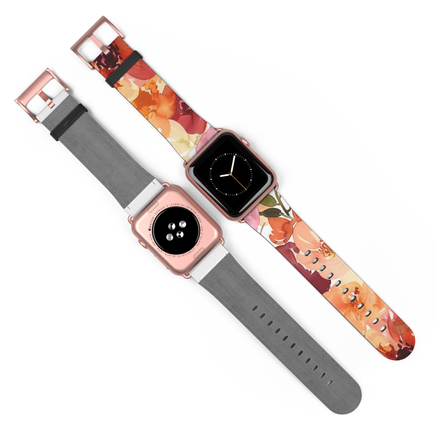 Lebendiges Apple Watch-Armband mit Aquarell-Blumenmuster | Künstlerisches Blütenarmband. Apple Watch-Armband Apple Watch-Armbänder für Serie 4, 5, 6, 7, 8, 9, ULTRA SE, 38/40/41 mm und 42/44/45 mm, veganes Kunstlederband 