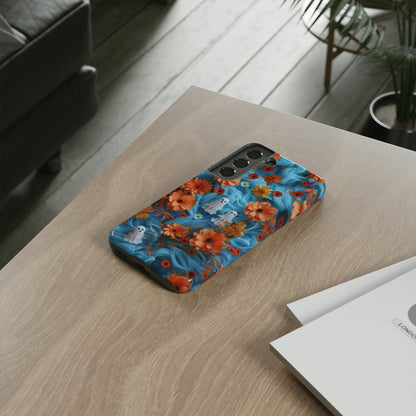 Gruselige florale Halloween Handyhülle, Herbstliche Geister und Blumen Design Hülle für Smartphones, Robuste Handyhüllen