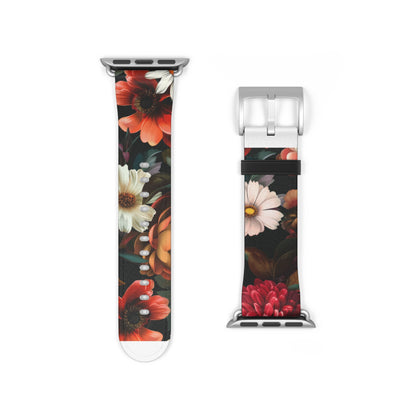 Autumn Bloom Elegance Apple Watch Band, Fall Flower Symphony Smartwatch Strap, Rich Floral Tapestry Wristband Accessory. Apple Watch Band Apple Watch Straps For Series 4 5 6 7 8 9 ULTRA SE 38/40/41mm & 42/44/45mm Vegan Faux Leather Band