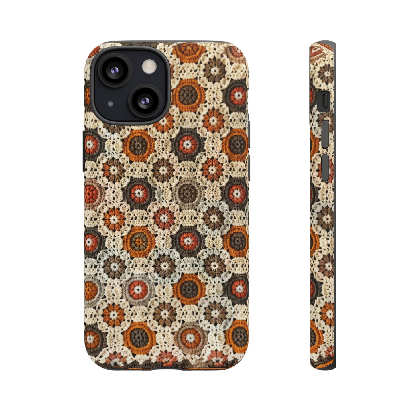 Custodia per iPhone retrò in pizzo all'uncinetto, estetica dal design artigianale, custodia protettiva in stile vintage, custodie per telefono resistenti