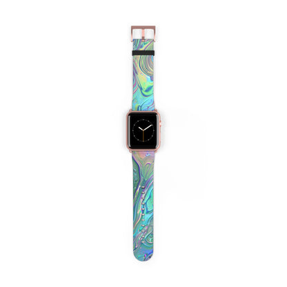 Iridescent Swirl Apple Watch Strap, Holographic Marbled Band, Mesmerizing Accessory for a Futuristic Style Statement. Apple Watch Band Apple Watch Straps For Series 4 5 6 7 8 9 ULTRA SE 38/40/41mm & 42/44/45mm Vegan Faux Leather Band