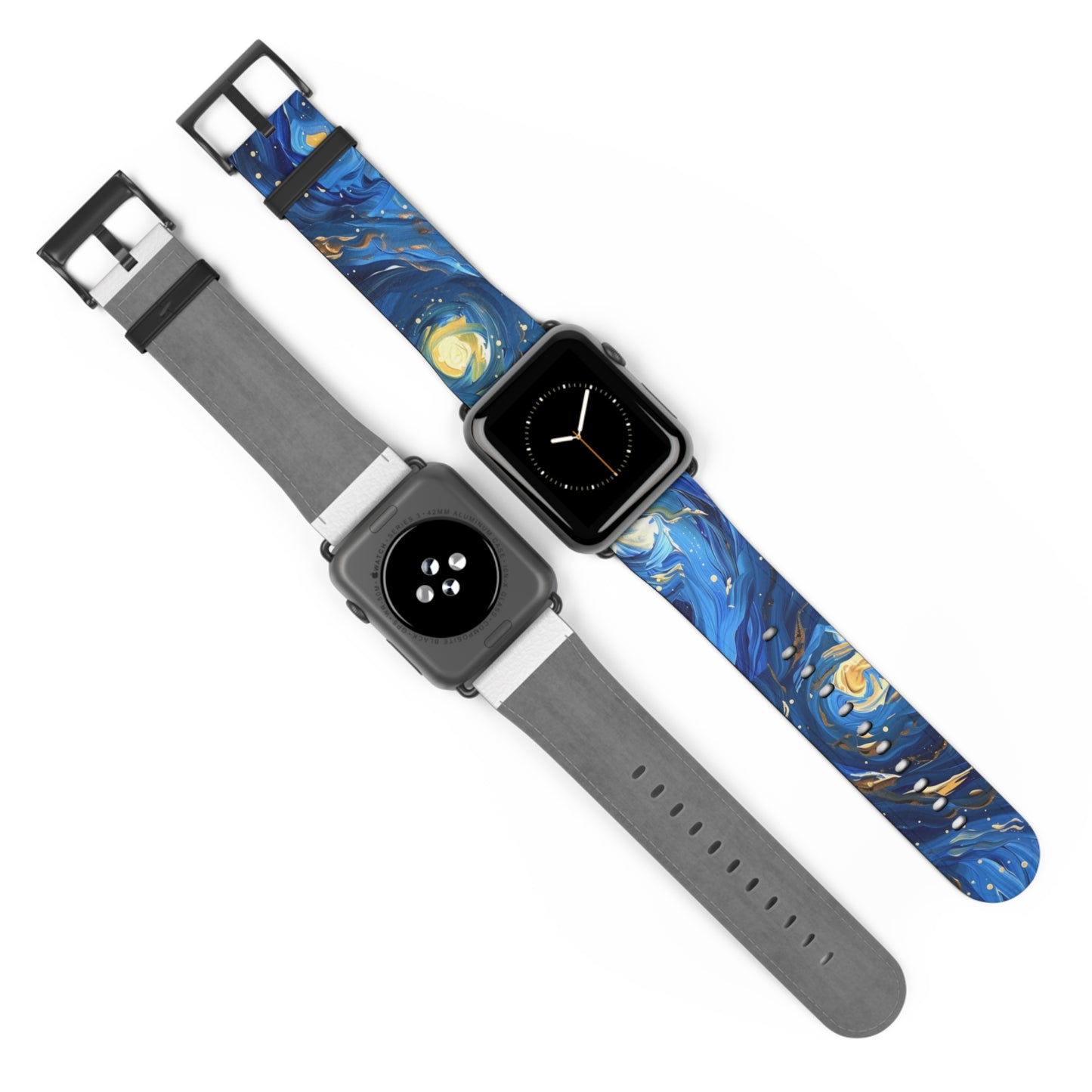 Van Gogh's Starry Night Apple Watch Band, Artistic Masterpiece Strap, Classic Painting Accessory, Expressionist Sky Watch Band, Inspired Art Gift. Apple Watch Straps For Series 4 5 6 7 8 9 ULTRA SE 38/40/41mm & 42/44/45mm Vegan Faux Leather Band