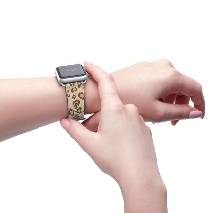 Apple Watch-Armband mit natürlichem Holzmaserungs-Leopardenmuster | Einzigartiges Armband aus Kunstholz. Apple Watch-Armband, Apple Watch-Armbänder für Serie 4, 5, 6, 7, 8, 9, ULTRA SE, 38/40/41 mm und 42/44/45 mm, veganes Kunstlederarmband 