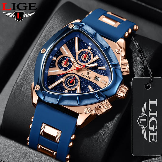 LIGE Men's Daring Chronograph Watch Collection, Multi-Color Metallic Design, Fashion-Forward Timepieces