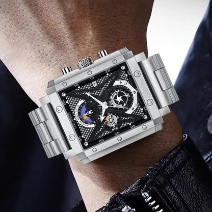 LIGE Herrenuhr, lässige Militär-Sport-Quarz-Chronographen-Armbanduhr für Männer, Designer-Herrenuhr aus Edelstahl, mechanisches Tourbillon-Uhrwerk, luxuriöses Mode-Uhrwerk, Geschenkset mit Garantie