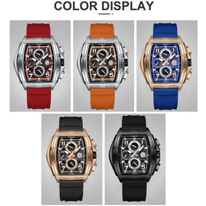 Orologio cronografo da uomo di design LIGE, collezione di colori diversi, orologio sportivo moderno, accessorio elegante con cinturino in silicone