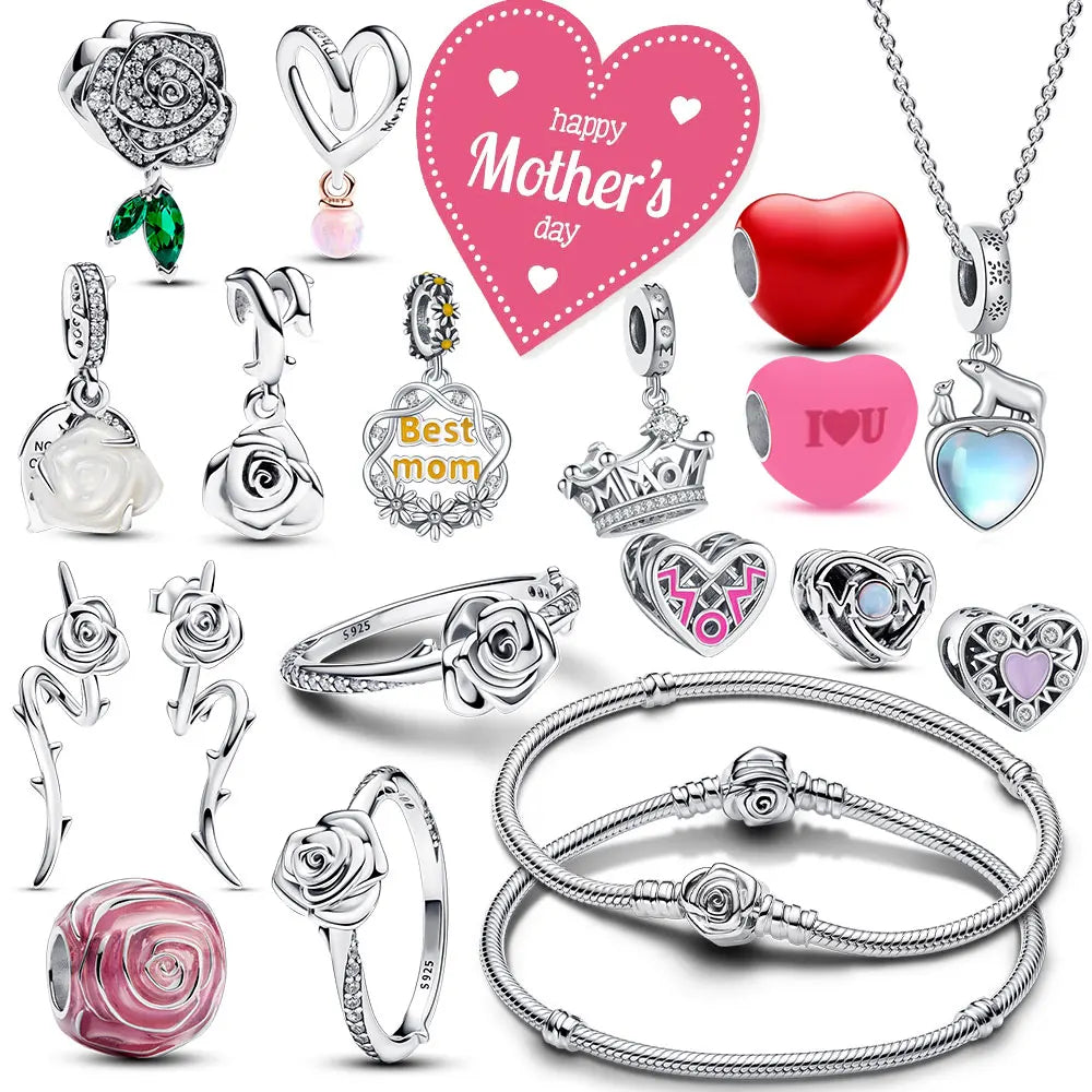 Ciondolo in argento sterling "Best Mom Blooms" con smalto giallo e accenti floreali per bracciali e collane