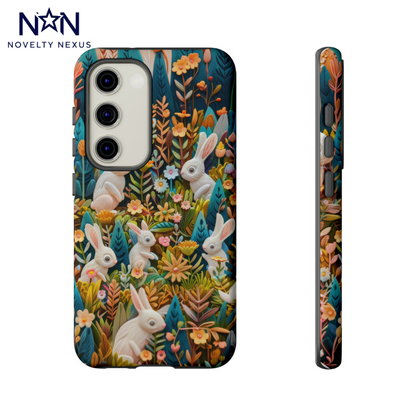 Mystical Garden Bunnies iPhone Case, Enchanted Floral Wonderland, Durable Protective Cover, Tough Phone Cases