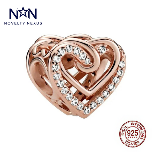 Rose Gold Heart Charm with Crystal Accents