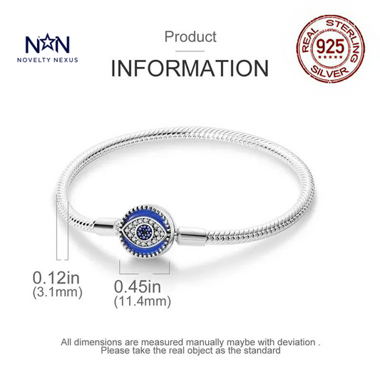 "Eye of Protection": Sterling Silver Evil Eye Charm Bracelet