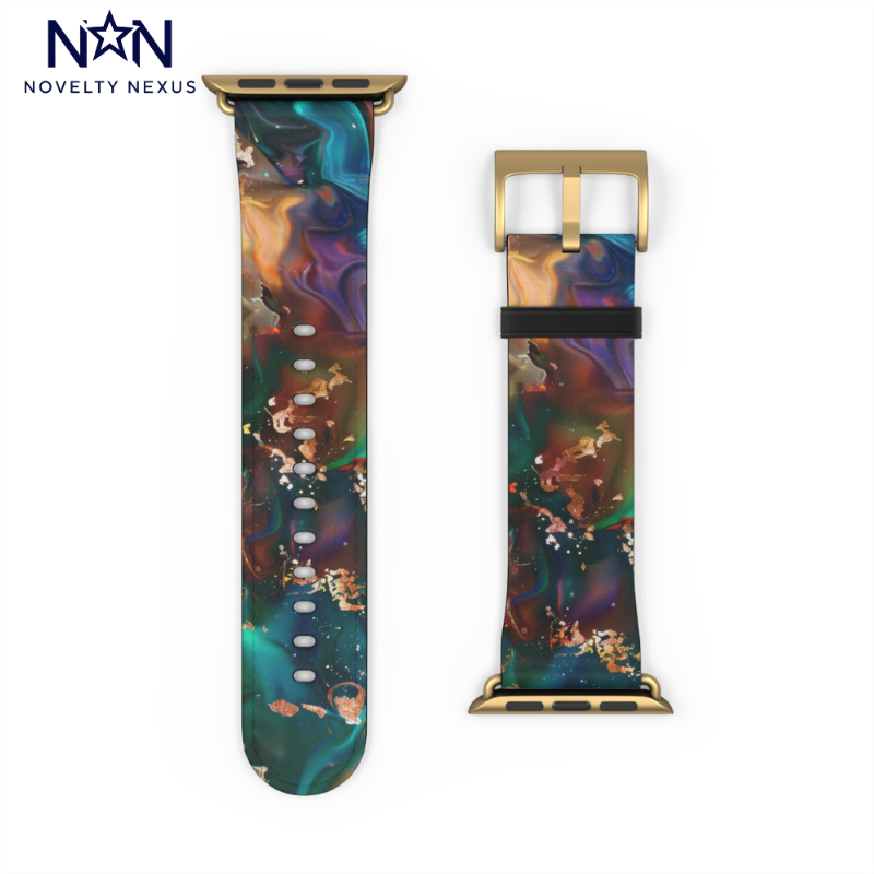 Cosmic Swirl Abstract Apple Watch Band, Galactic Marble Effect Smartwatch Strap, Vibrant Nebula-Inspired Wristband Accessory. Apple Watch Band Apple Watch Straps For Series 4 5 6 7 8 9 ULTRA SE 38/40/41mm & 42/44/45mm Vegan Faux Leather Band