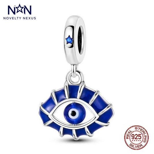 "Blue Evil Eye Protection" Sterling Silver Charm