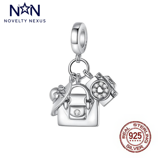 Fashionista's Charm Trio – Perfect for Style Icons, Sterling Silver