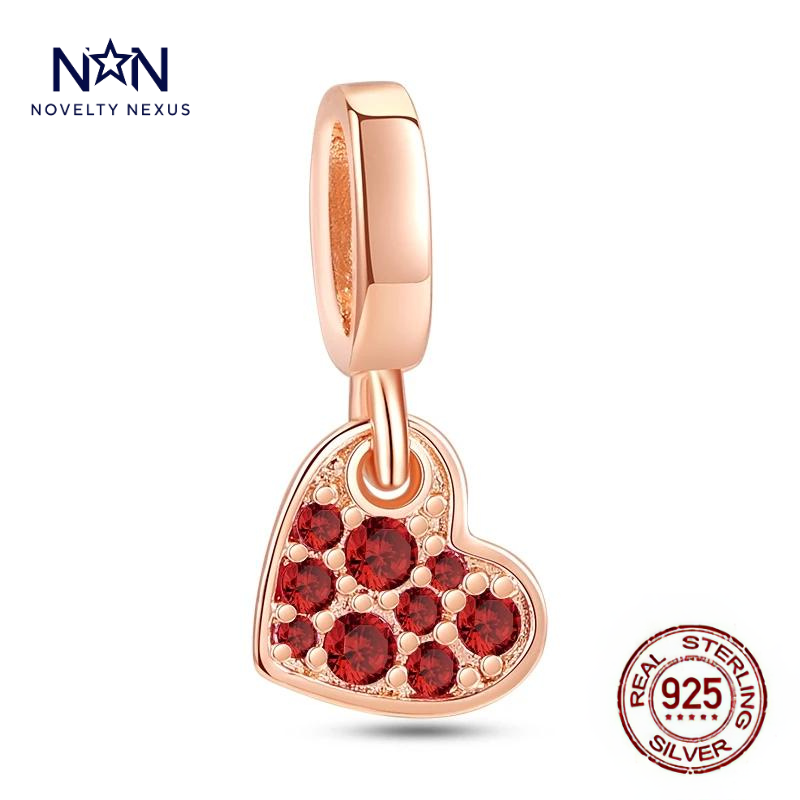 Ciondolo a forma di cuore rosso radioso – Perfetto per celebrare l'amore, argento sterling