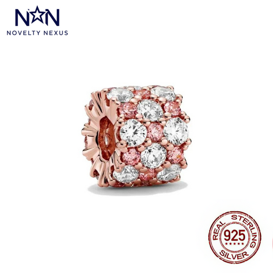 Rose Gold Pave Charm with Pink and Clear Crystals