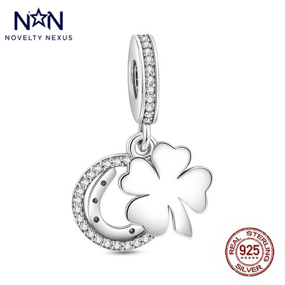 Lucky Clover and Horseshoe Charm – Perfect for Good Fortune and Elegance, Sterling Silver