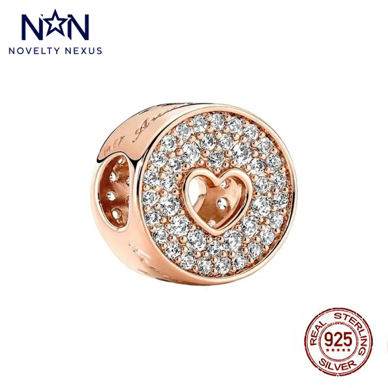 Sparkling Heart Rose Gold Charm