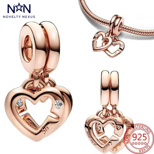 Sisters Forever Rose Gold Heart Charm