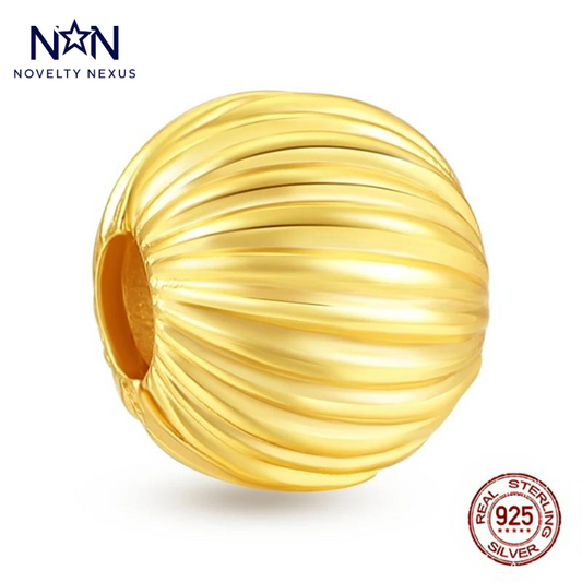 Golden Twisted Sphere Charm, Sterling Silver