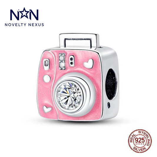 Pink Camera Charm – Perfect for Photography Lovers, Sterling Silver