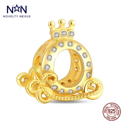 Golden Royal Carriage Charm, Sterling Silver