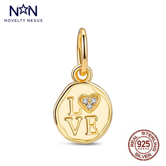 Golden Love Pendant Charm – Perfect for Expressing Affection, Sterling Silver