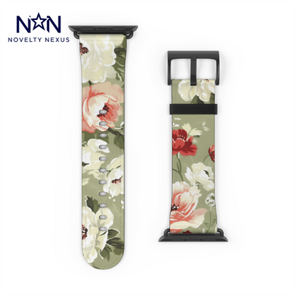 Spring Garden Floral Apple Watch Band, Vibrant Blossoms Smartwatch Strap, Fresh Botanicals Wristband Accessory. Apple Watch Band Apple Watch Straps For Series 4 5 6 7 8 9 ULTRA SE 38/40/41mm & 42/44/45mm Vegan Faux Leather Band