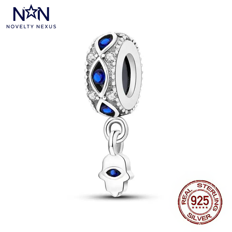 Wunderschöner Sterling Silber Evil Eye Anhänger mit blauen Saphir-Akzenten, Schützender Amulett-Schmuck, elegantes Geschenk für spirituellen Schutz