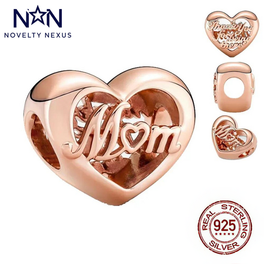 Heartfelt Rose Gold "Mom" Heart Charm