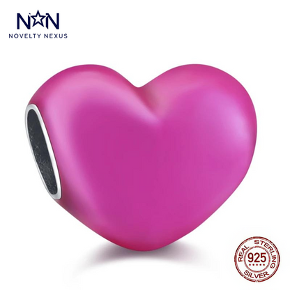 Vibrant Pink Heart Charm – Perfect for Expressing Love, Sterling Silver