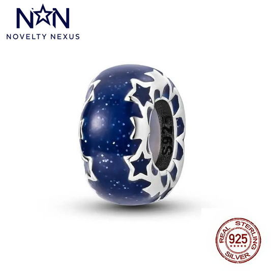 Celestial Night Sky Bead Charm with Star Motifs, Ideal for Enchanting and Mystical Jewelry Collections