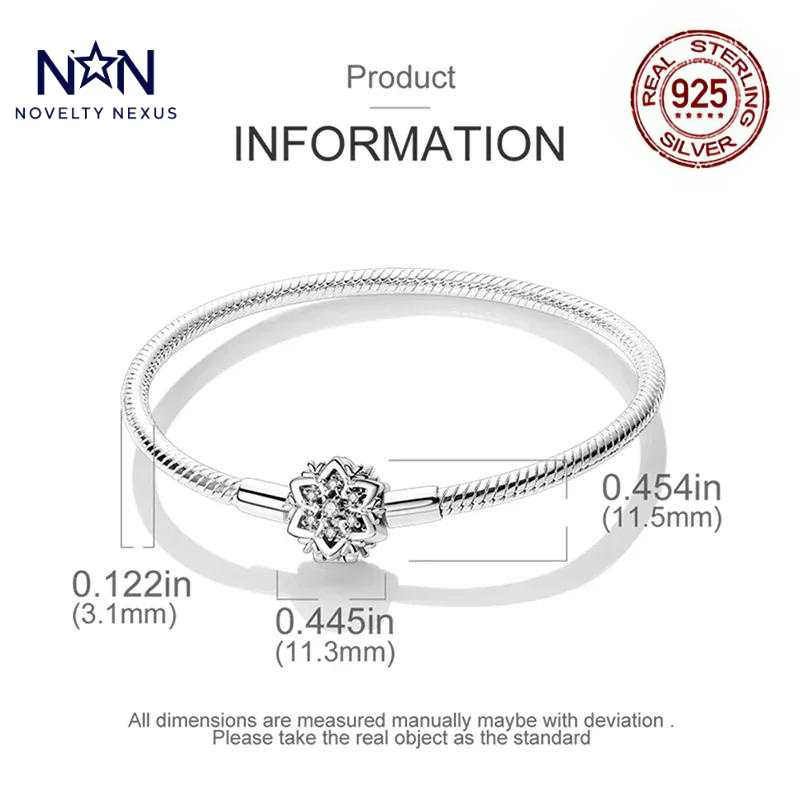 🎁 "Blossoming Beauty": Floral Crystal Charm in Sterling Silver Snake Chain Bracelet (100% off)