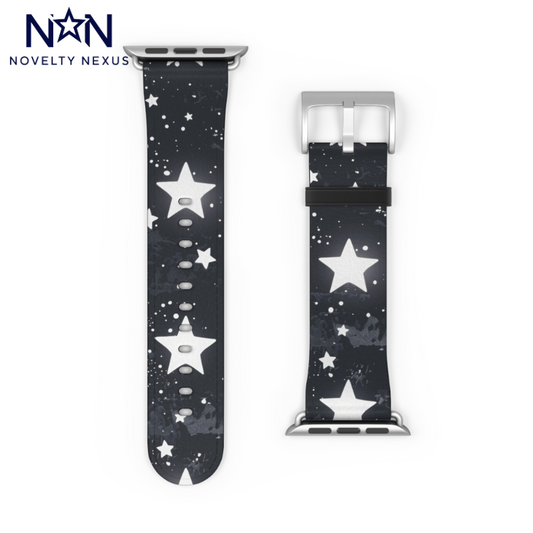 Celestial Stars Night Sky Smartwatch Band | Galactic Theme Watch Strap | Fashionable Astronomy-Inspired Accessory. Apple Watch Band Apple Watch Straps For Series 4 5 6 7 8 9 ULTRA SE 38/40/41mm & 42/44/45mm Vegan Faux Leather Band