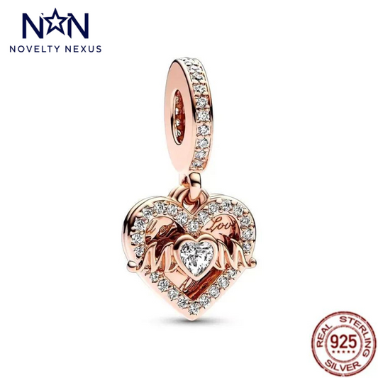 Rose Gold "Mom" Heart Charm