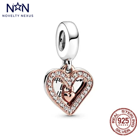 Elegant Double Heart Rose Gold Charm