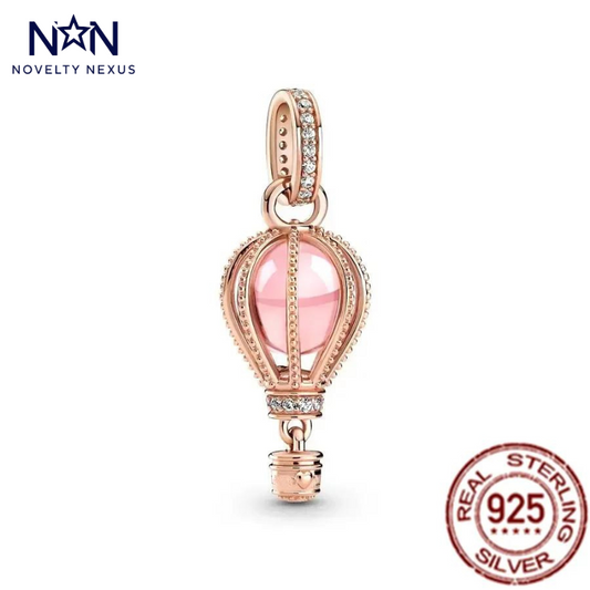 Whimsical Rose Gold Hot Air Balloon Charm